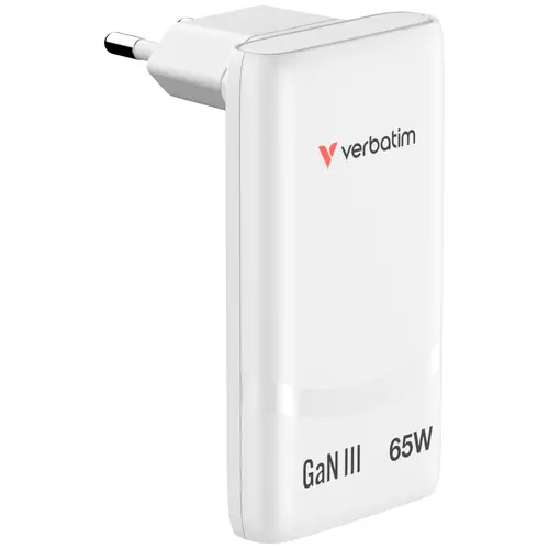 Φορτιστής, Verbatim Fold 'n' Go GaN Charger 65W βύσμα EU Λευκό - 1