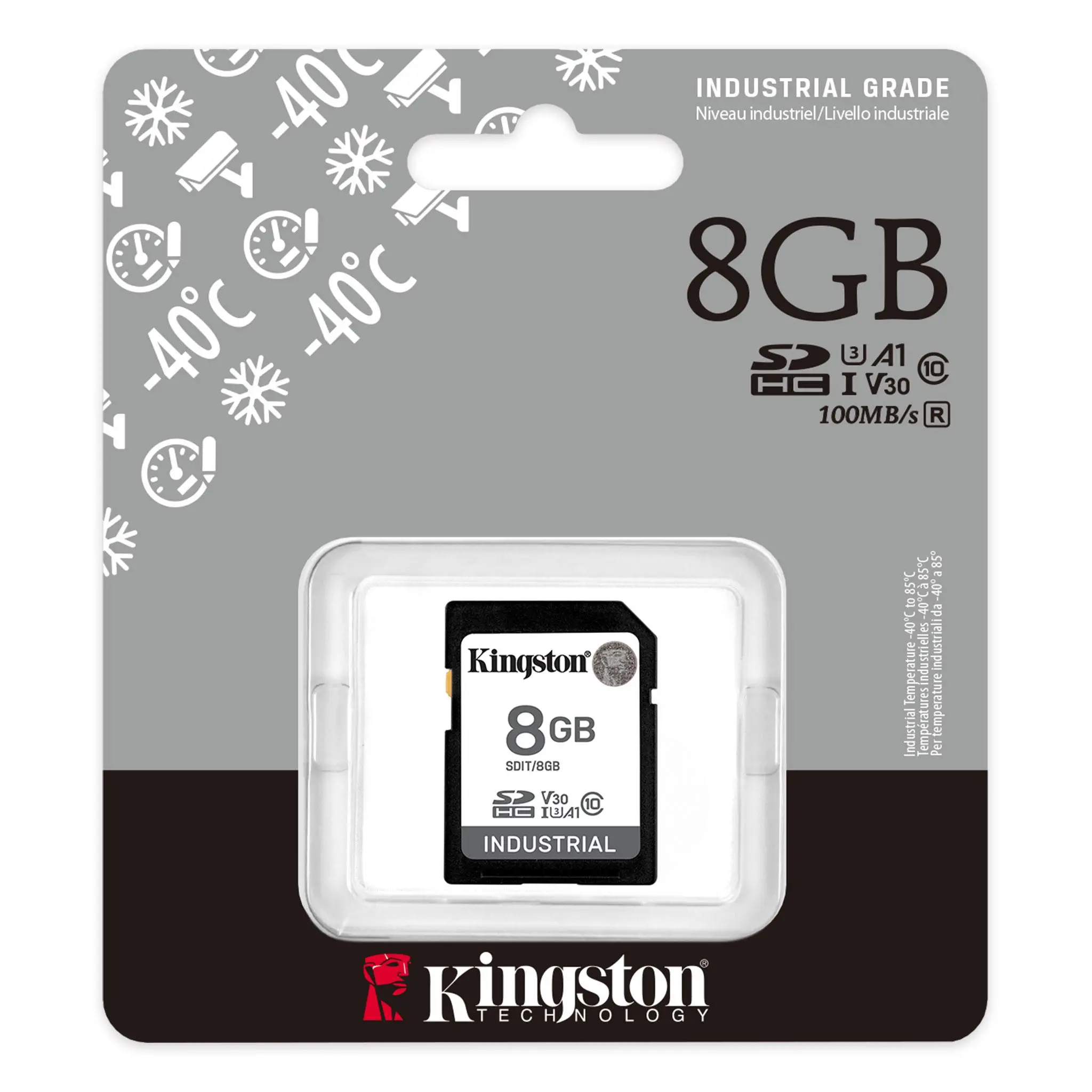 Карта памет Kingston 8GB SDHC Industrial C10, UHS-I, U3, V30, A1 - image 2
