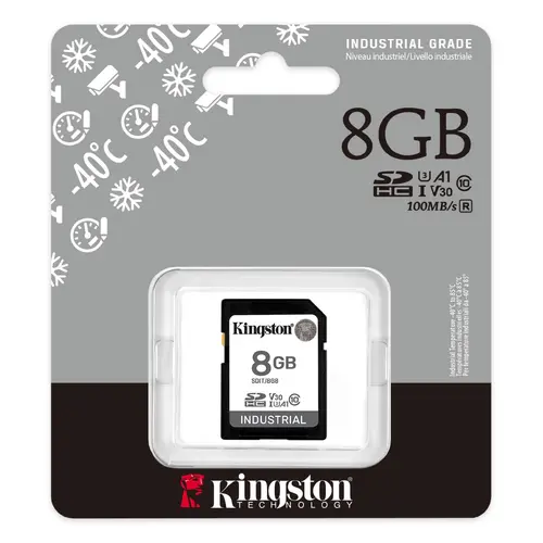Карта памет Kingston 8GB SDHC Industrial C10, UHS-I, U3, V30, A1 - image 2