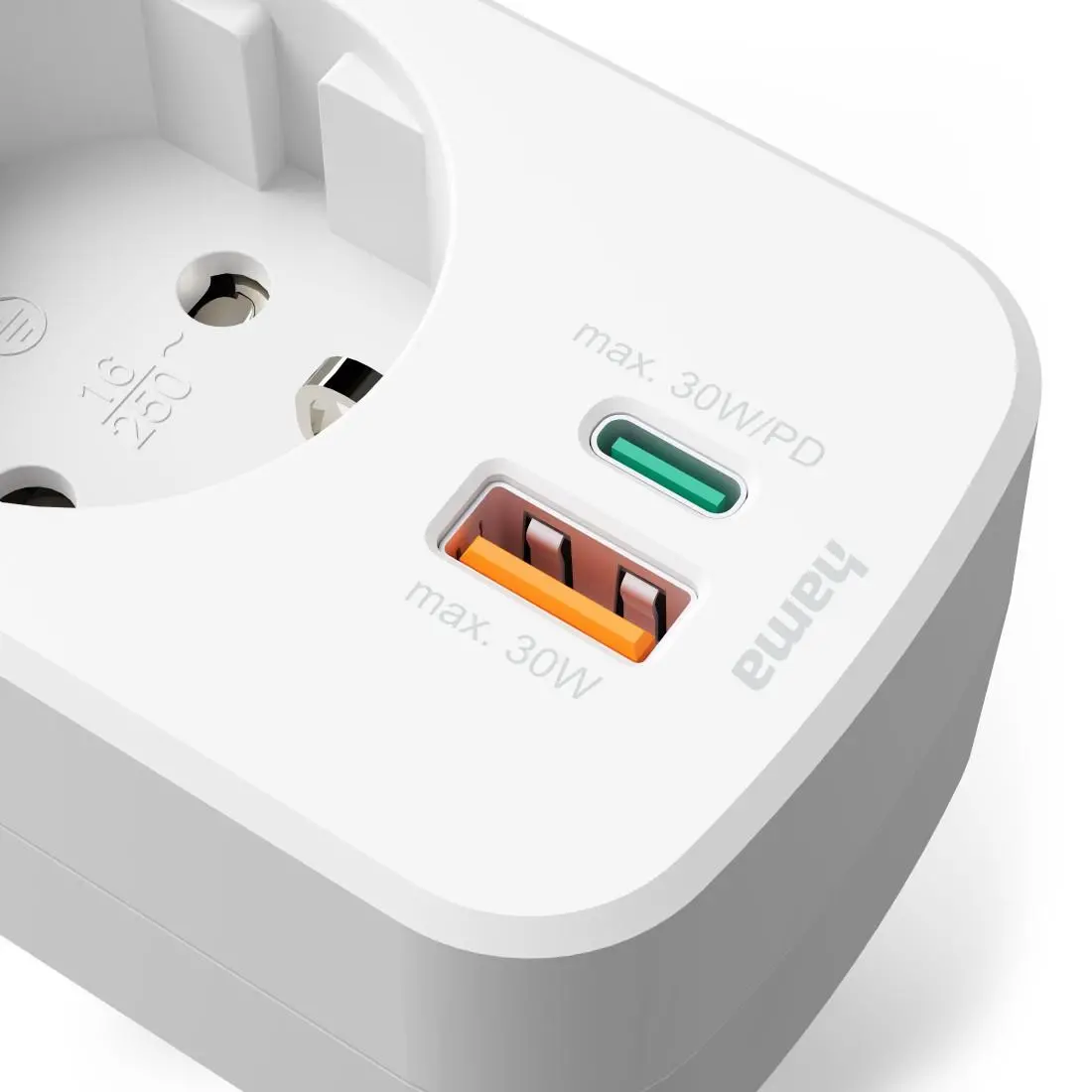 HAMA 3-мултипортов контакт, 1 x USB-C PD, 1 x USB-A, 1 x Шуко контакт, 30W PD - image 4
