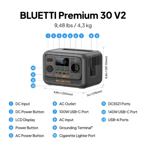 Bluetti Преносима електростанция Portable Power Station Premium 30 V2 - image 9