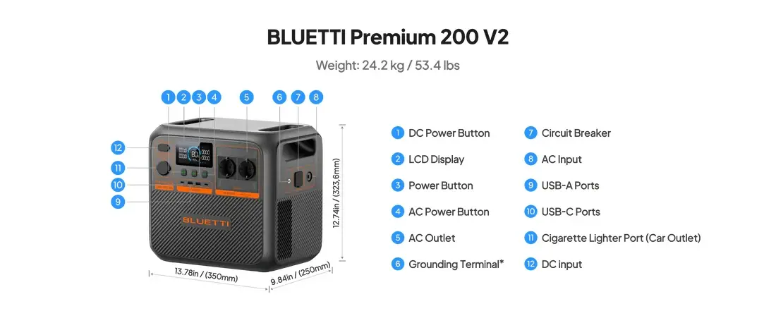 Bluetti Преносима електростанция Portable Power Station Premium 200 V2 - image 11