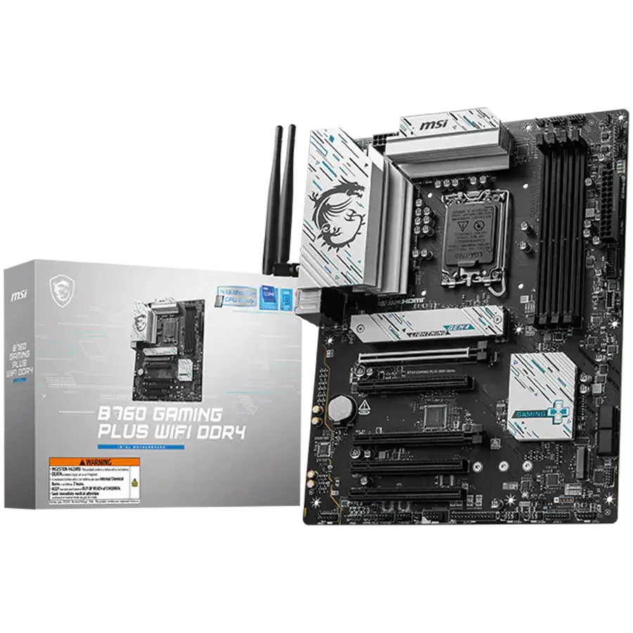MSI B760 GAMING PLUS WIFI DDR4, LGA 1700, 4xDDR4, ATX, Dual Channel DDR4 5333(OC)MHz, 5x sloturi PCIe x16, 2x sloturi M.2, 1x HDMI, 1x DP, 2x USB 3.2