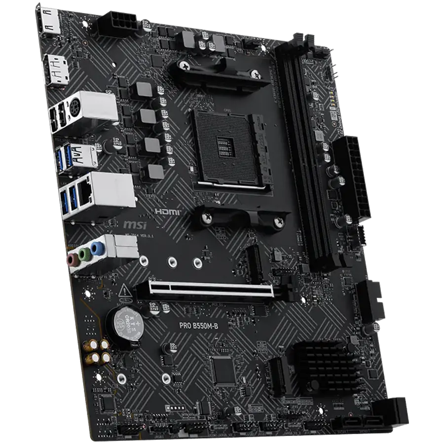 MSI PRO B550M-B, M-ATX, Socket AM4, 2 DIMM, Dual Channel DDR4 έως 4600+(OC)MHz, 1x υποδοχή PCIe 4.0 x16, 2x υποδοχές M.2, 4x USB 3.2 Gen 1, 2x USB - image 1
