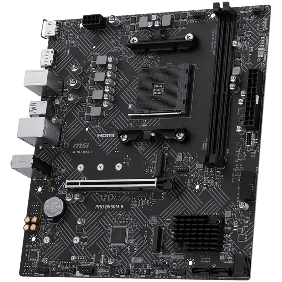 MSI PRO B550M-B, M-ATX, Socket AM4, 2 DIMM, Dual Channel DDR4 έως 4600+(OC)MHz, 1x υποδοχή PCIe 4.0 x16, 2x υποδοχές M.2, 4x USB 3.2 Gen 1, 2x USB - image 2