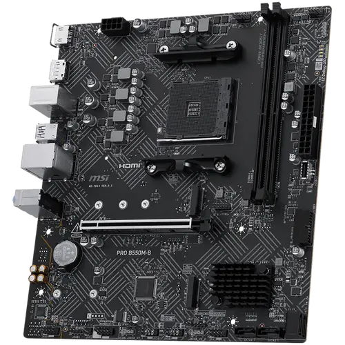 MSI PRO B550M-B, M-ATX, Socket AM4, 2 DIMM, Dual Channel DDR4 έως 4600+(OC)MHz, 1x υποδοχή PCIe 4.0 x16, 2x υποδοχές M.2, 4x USB 3.2 Gen 1, 2x USB - 3