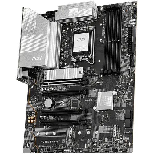 MSI PRO Z890-S WIFI6E, LGA 1851, Dual Channel DDR5 up to 8800(OC)MHz, 4x PCIe x16 slots, 3x M.2 slot, 6x USB 3.2 Gen 1, 1x USB 3.2 Gen 2x2 Type-C, 1x HDMI, 1x DP, 2.5Gbps LAN, WIFI6E, 7.1 Audio, 3Y - image 1