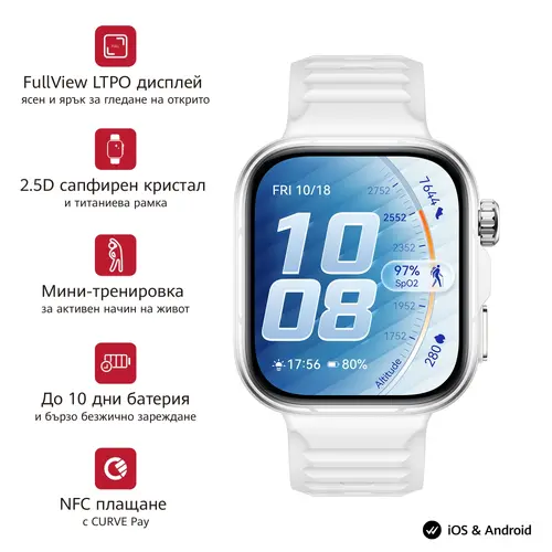 Ρολόι, Huawei Watch Fit 5 Pro Niki-B29FS Λευκό - 1
