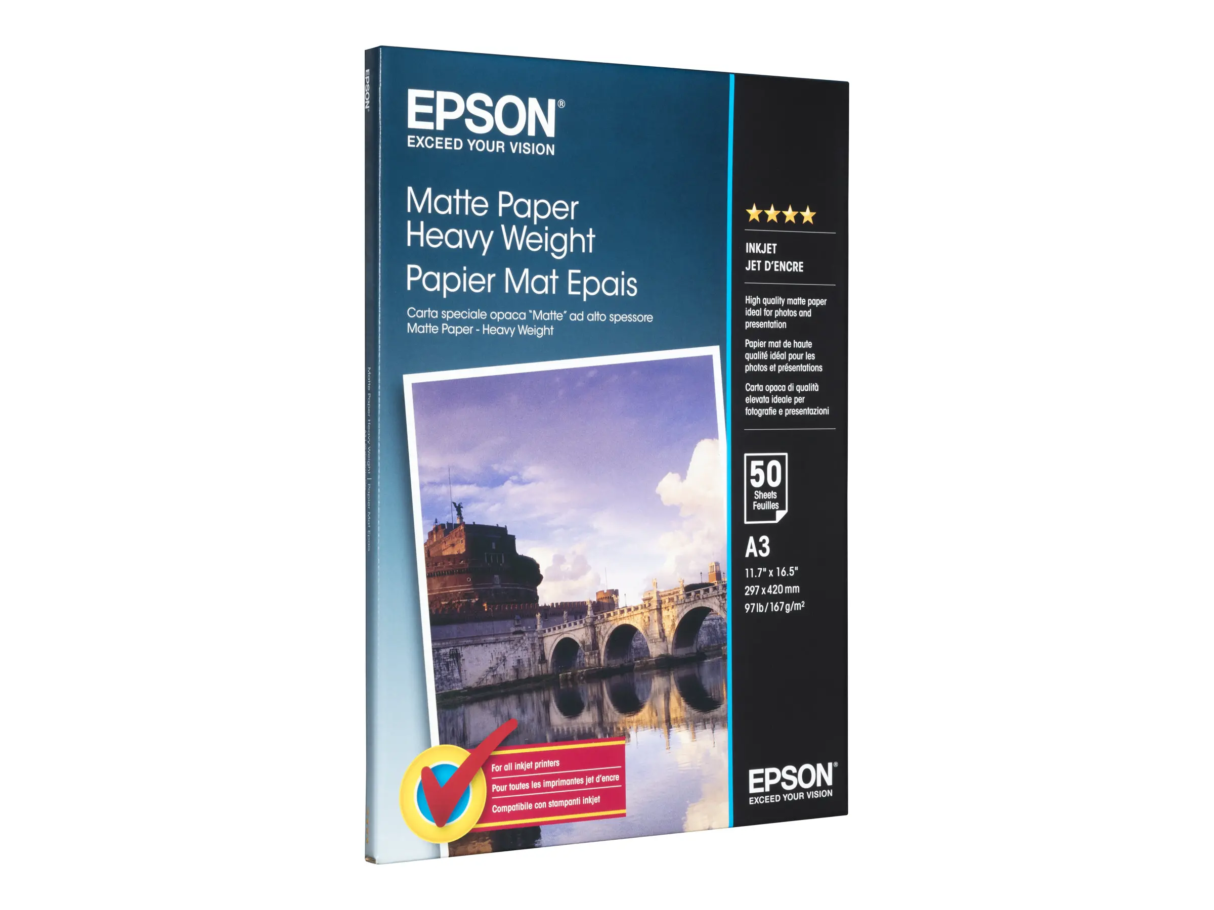 EPSON S041261 Matte heavyweight paper inkjet 167g/m2 A3 50 sheets 1-pack - image 1