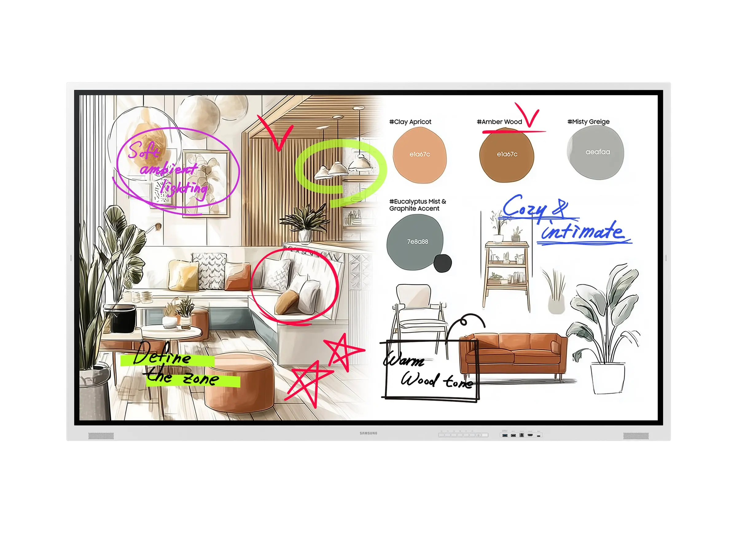 Διαδραστική οθόνη, Samsung Flip PRO WM85F 85" 3,840 x 2,160 VA 450 cd/m2 TOUCH Wi-Fi Tizen 9 Ηχεία Λευκό