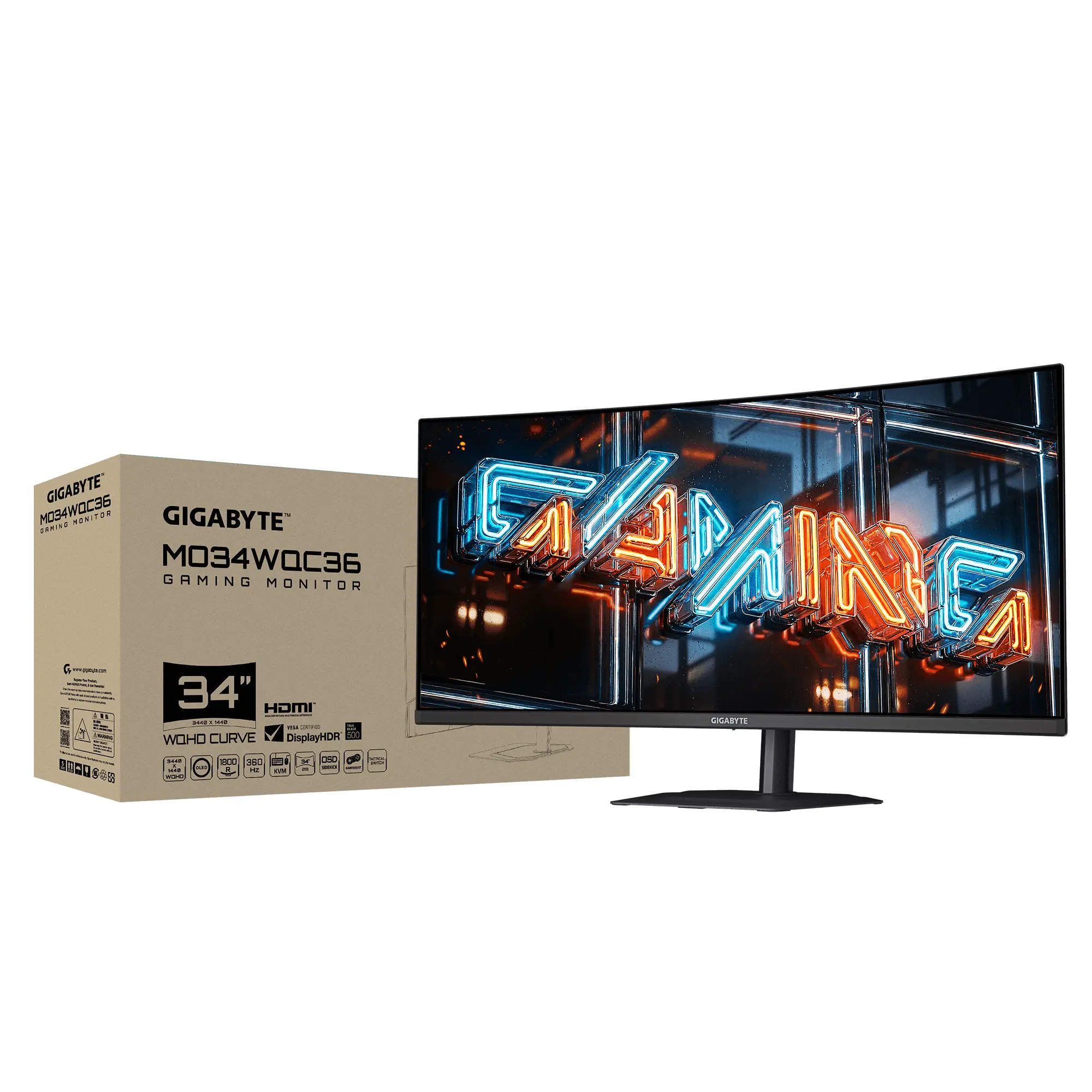 Гейминг монитор GIGABYTE MO34WQC36 - 34" QD-OLED Curve WQHD(3440x1440), 360Hz, 0.03ms, G-Sync, FreeSync Premium Pro - image 8