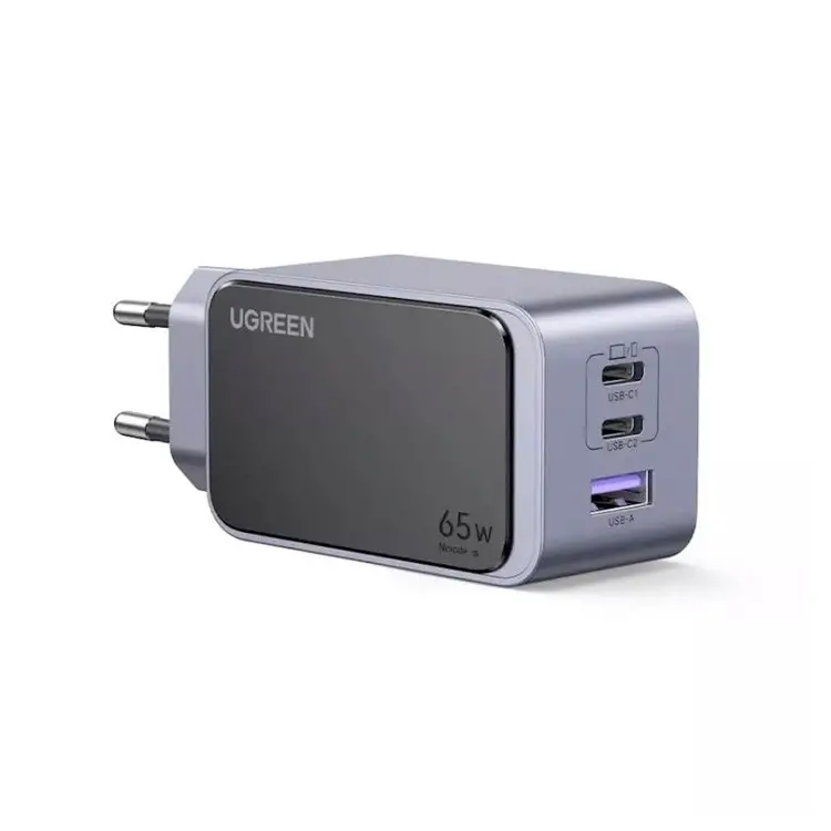 ЗАРЯДНО УСТРОЙСТВО X553 220V 2xUSB-C 1xUSB A GaN 65W NEXODE AIR UGREEN