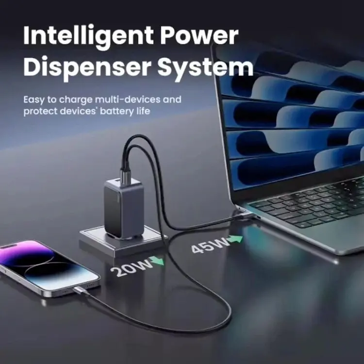 ЗАРЯДНО УСТРОЙСТВО X553 220V 2xUSB-C 1xUSB A GaN 65W NEXODE AIR UGREEN - image 3