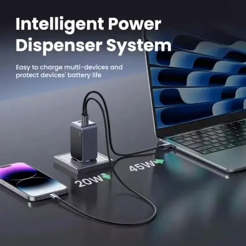 ЗАРЯДНО УСТРОЙСТВО X553 220V 2xUSB-C 1xUSB A GaN 65W NEXODE AIR UGREEN - image 3