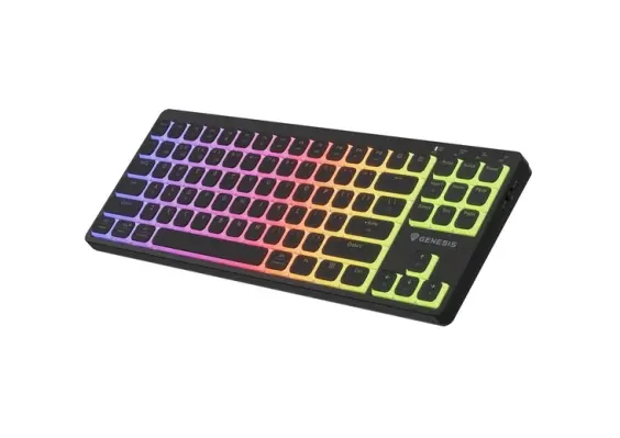 Клавиатура, Genesis Gaming Keyboard Thor 430 TKL Wireless, US, RGB Mechanical Outemu Pink, Silent Slim, Black - image 1