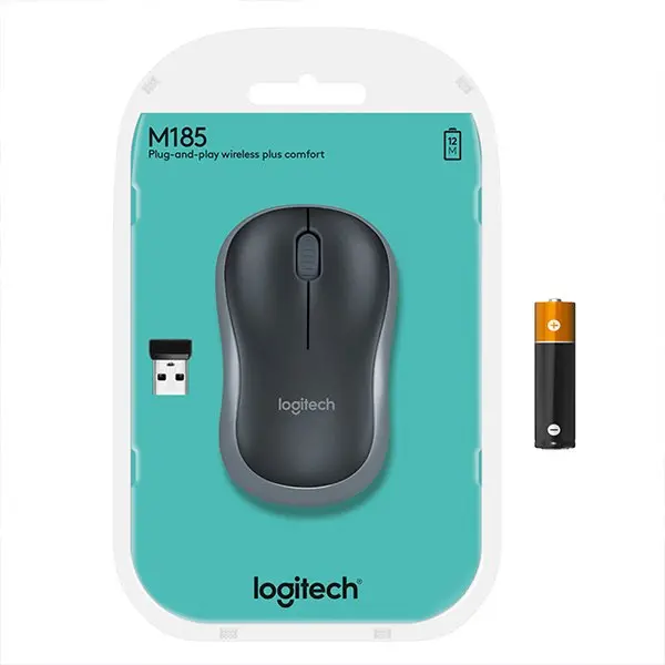 МИШКА LOGITECH M185 - RF Wireless, Alkaline - Оптична / Optical - Wireless / Безжична - Grey - PN 910-002235 - image 1