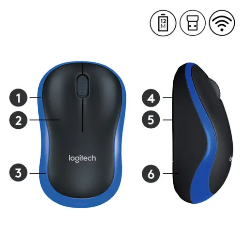 МИШКА LOGITECH M185 - Оптична / Optical - Wireless / Безжична - USB - Blue - PN 910-002236 - image 3