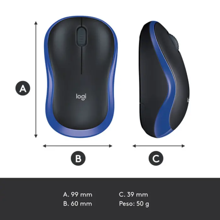МИШКА LOGITECH M185 - Оптична / Optical - Wireless / Безжична - USB - Blue - PN 910-002236 - image 4