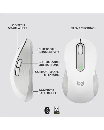 МИШКА LOGITECH M650L - Wireless / Безжична - White - PN 910-006240 - image 7