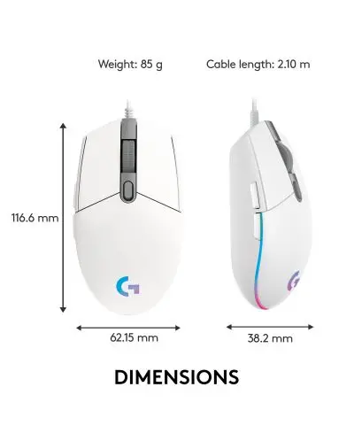 ГЕЙМЪРСКА МИШКА LOGITECH G102 Lightsync USB - White - PN 910-005824 - image 5