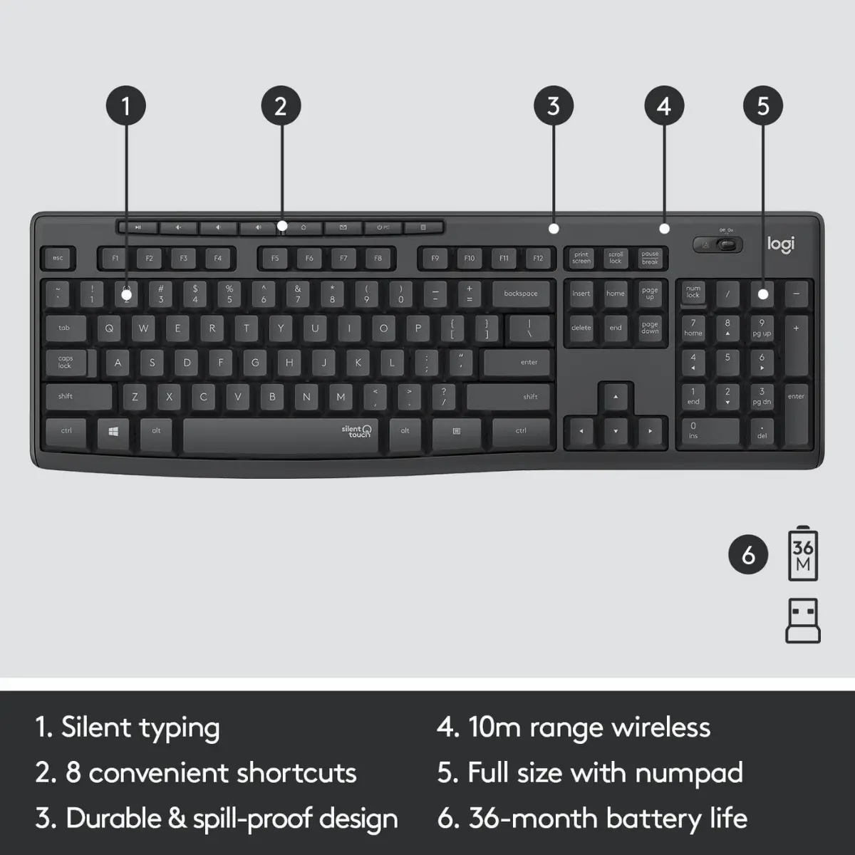 КОМПЛЕКТ МИШКА + КЛАВИАТУРА LOGITECH MK295 DE - Wireless / Безжична - БЕЗ БДС КИРИЛИЗАЦИЯ (WITHOUT BDS CYRILLIC) - НЕМСКИ! - Graphite - PN 920-009794 - image 2