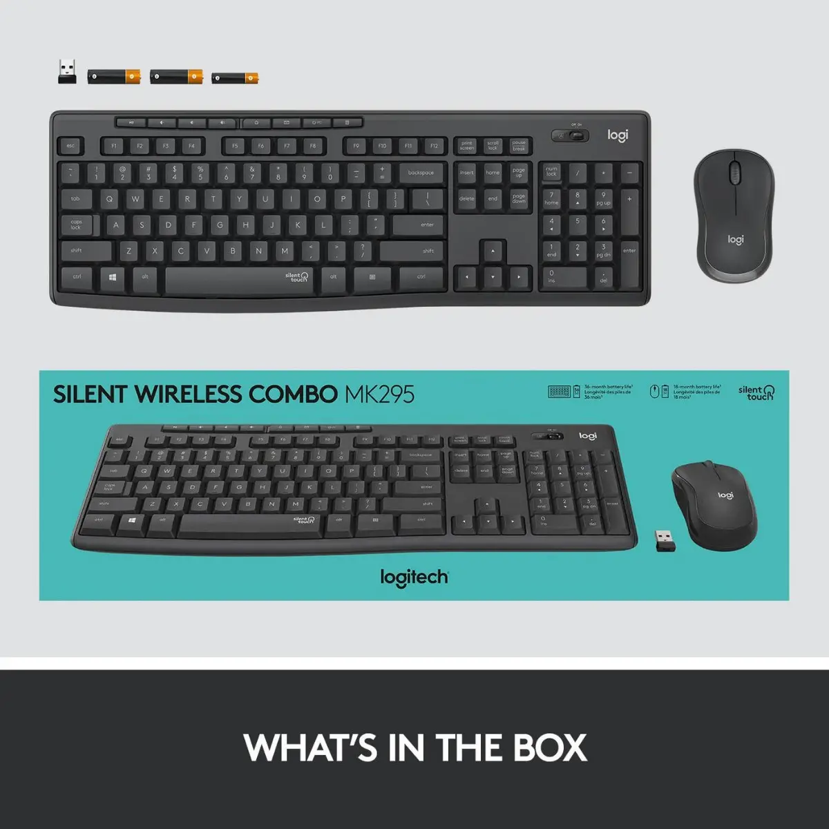 КОМПЛЕКТ МИШКА + КЛАВИАТУРА LOGITECH MK295 DE - Wireless / Безжична - БЕЗ БДС КИРИЛИЗАЦИЯ (WITHOUT BDS CYRILLIC) - НЕМСКИ! - Graphite - PN 920-009794 - image 4