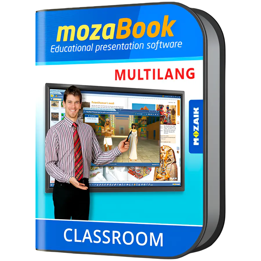 mozaBook MULTILANG - 40 de limbi / un dispozitiv / 1 an, software de prezentări educaționale interactive pentru profesori