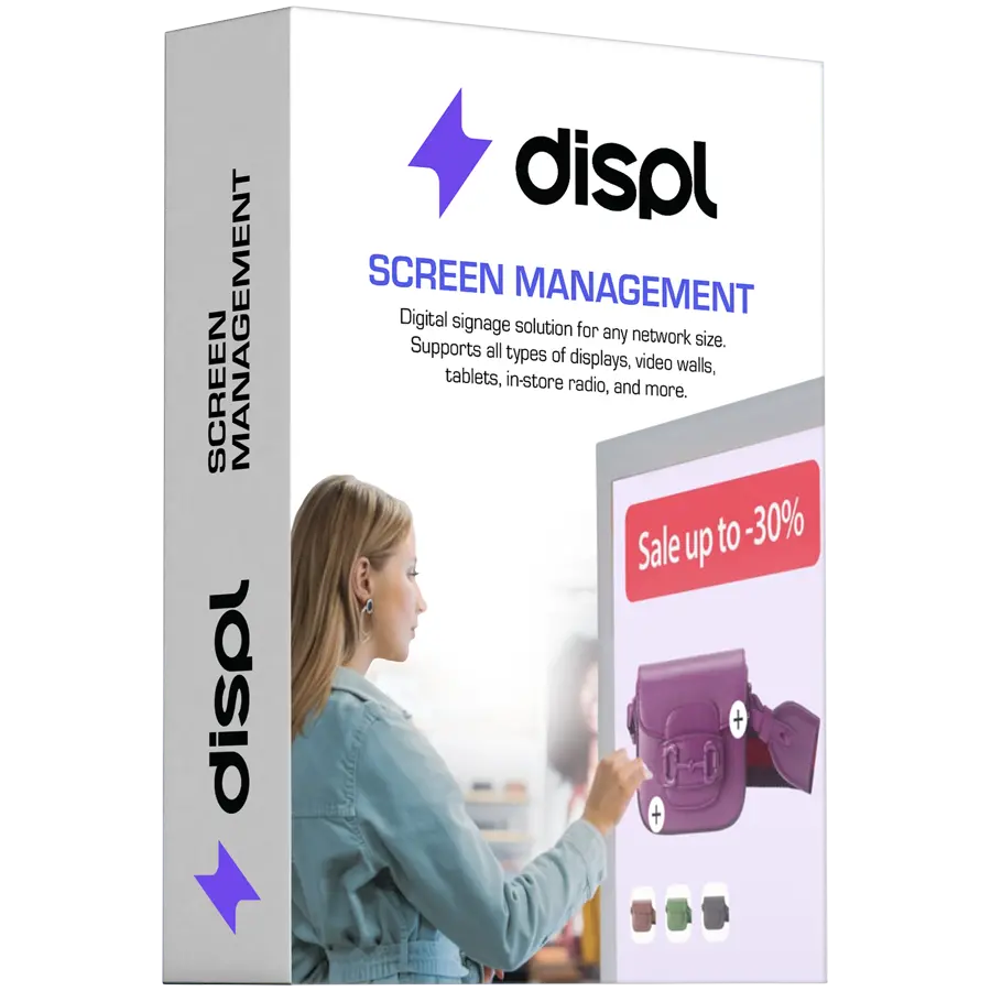 Displ, Digital Signage CMS, τύπος διαχείρισης οθονών, 1 έτος