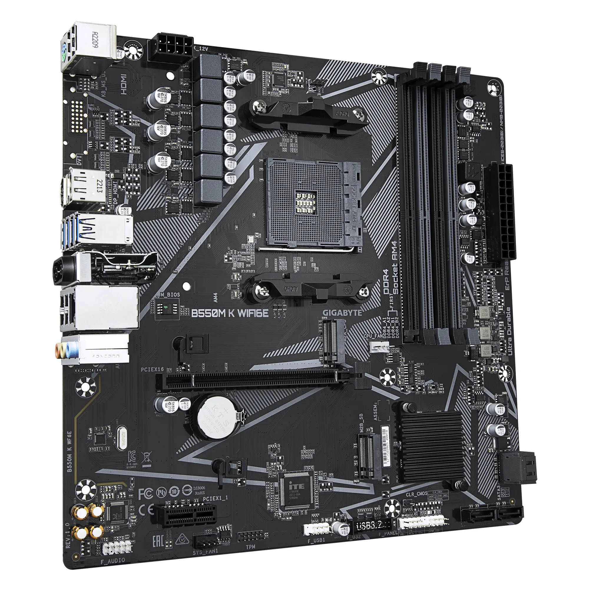 Дънна платка GIGABYTE B550M K Wi-Fi 6E, AM4 - image 1