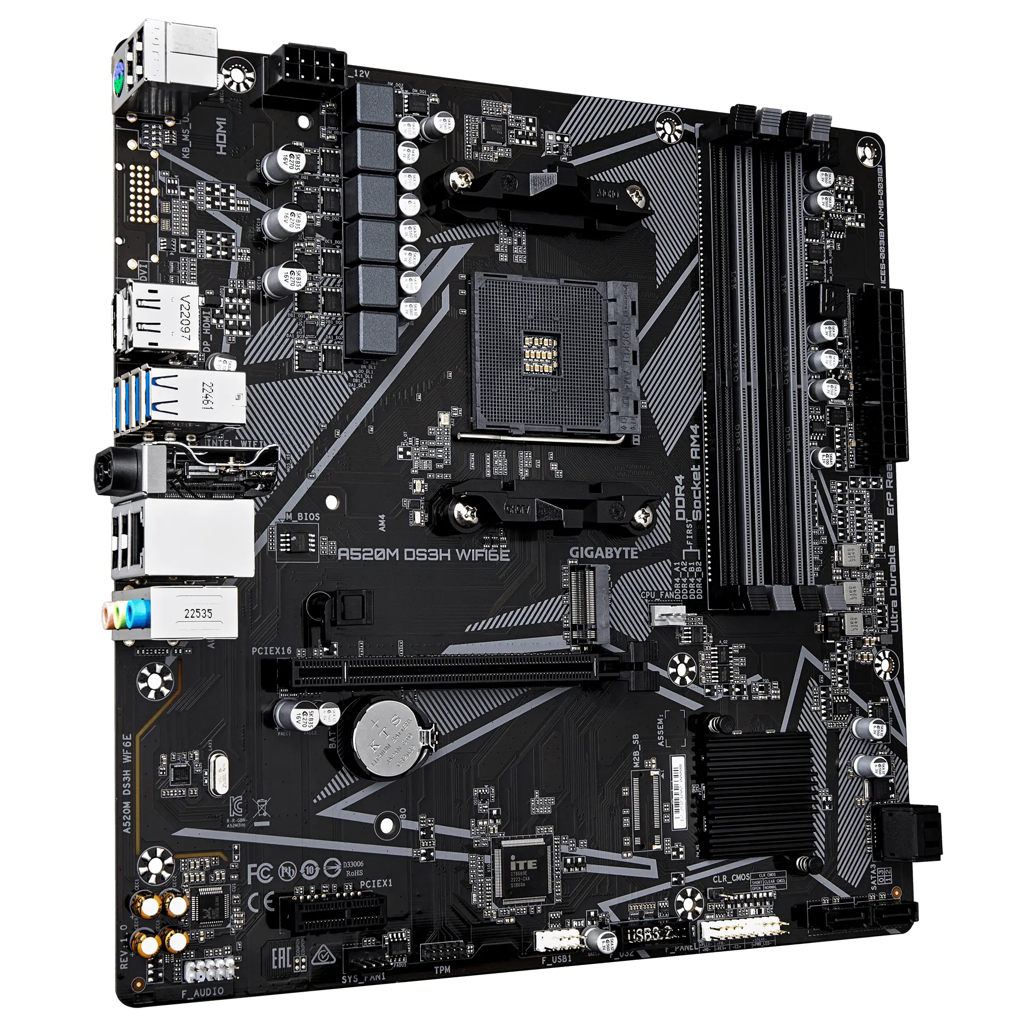 Дънна платка GIGABYTE A520M DS3H WiFi 6E, Socket AM4 - image 1