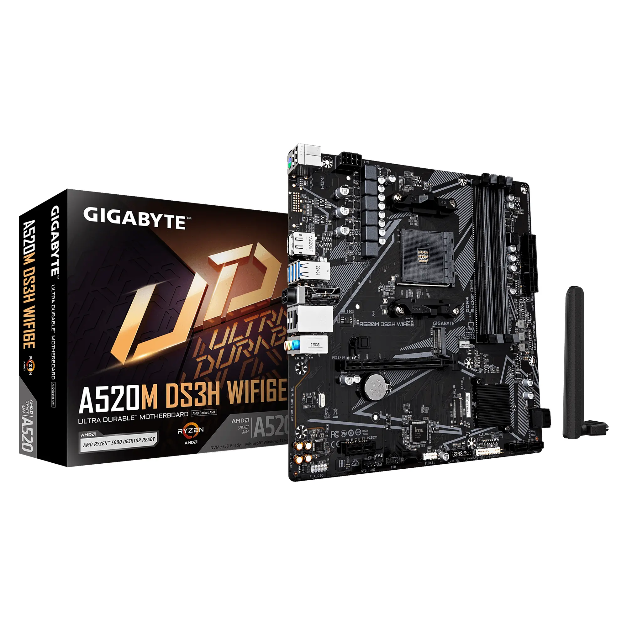 Дънна платка GIGABYTE A520M DS3H WiFi 6E, Socket AM4 - image 3