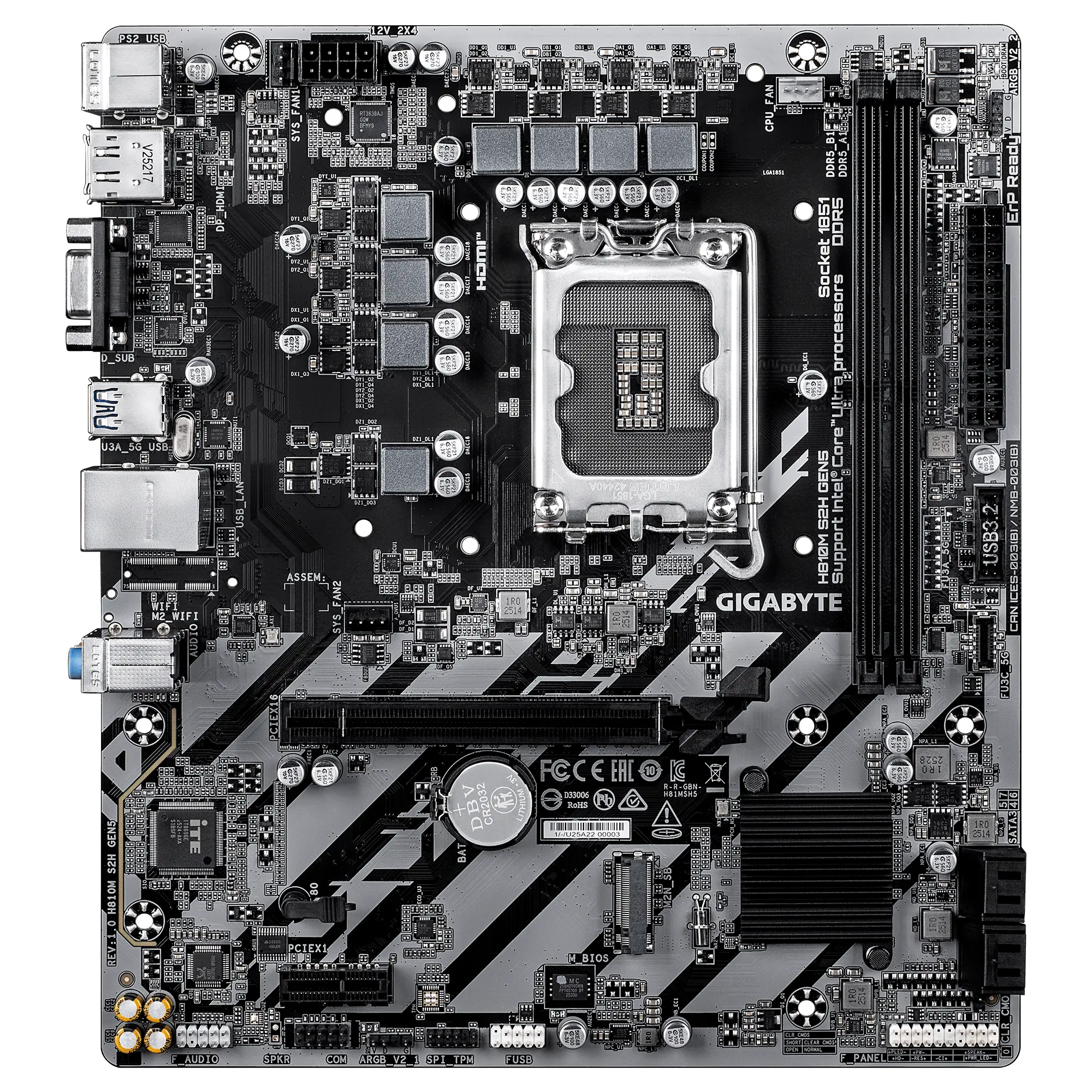 Дънна платка GIGABYTE H810M S2H Gen5, LGA 1851, DDR5