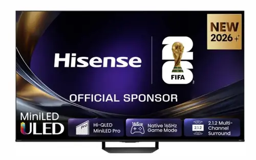 Телевизор, Hisense 55"U7S Pro, 4K Ultra HD 3840x2160, ULED, FALD, Quantum Dot, 165Hz, IPS, HDR 10+, HLG, Dolby Vision IQ, Dolby Atmos, Smart TV, WiFi 5GHz, WiFi Direct, BT, Anyview Cast,light sensor,Solar Powered Remote, 4xHDMI, 2xUSB, LAN, CI+, DVB-T2/C/S2, Black