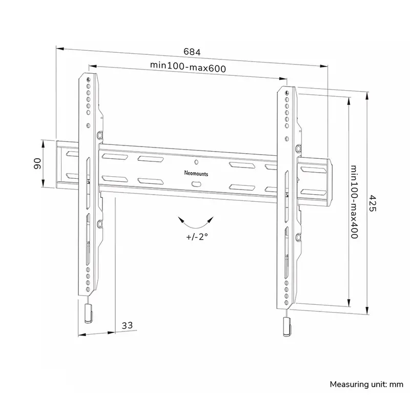 Стойка, Neomounts Level-850 TV mount wall 42-86" - fixed - lockable - fast installation - image 13