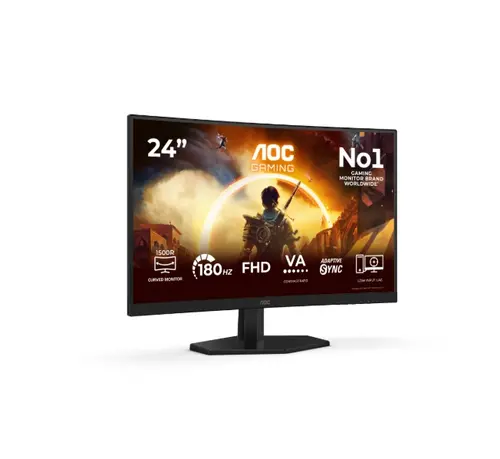 Монитор, AOC C24G42FE, 23.6" Curved 1500R, VA, WLED, 1920x1080@180Hz OC (Native 144Hz), 4ms GtG, 0.5ms MPRT, 300cd m/2, 3000:1, 80M:1 DCR, Adaptive Sync, FlickerFree, Low Blue Light, Tilt, HDMI, DP - image 1