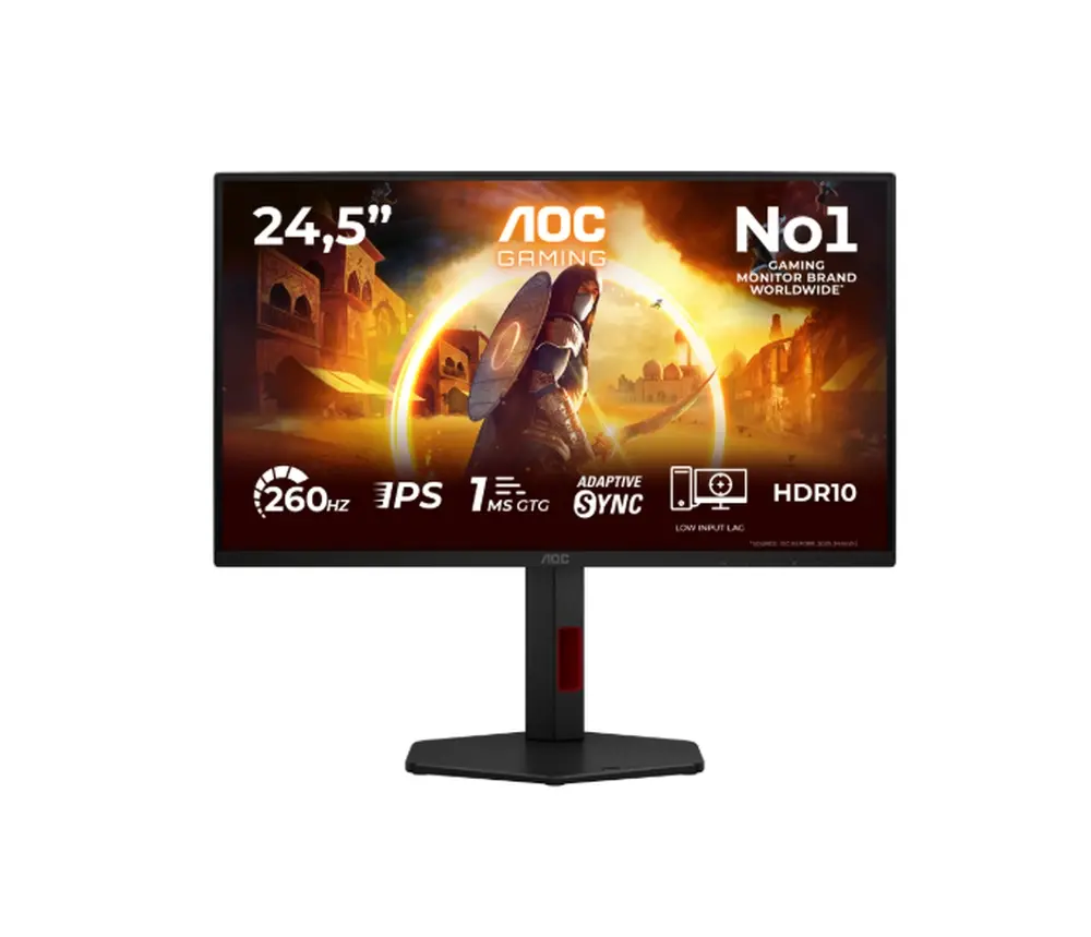 Монитор, AOC 25G4ZR, 24.5" Fast IPS WLED, 1920x1080@260Hz (OC, Native 240Hz), 1ms GtG, 0.5ms MPRT, 300cd m/2, 1000:1, 80M:1 DCR, Adaptive Sync, FlickerFree, Anti Blue Light, Tilt, Height Adjust, Pivot, Swivel, 2xHDMI, DP
