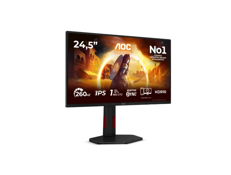 Монитор, AOC 25G4ZR, 24.5" Fast IPS WLED, 1920x1080@260Hz (OC, Native 240Hz), 1ms GtG, 0.5ms MPRT, 300cd m/2, 1000:1, 80M:1 DCR, Adaptive Sync, FlickerFree, Anti Blue Light, Tilt, Height Adjust, Pivot, Swivel, 2xHDMI, DP - image 1
