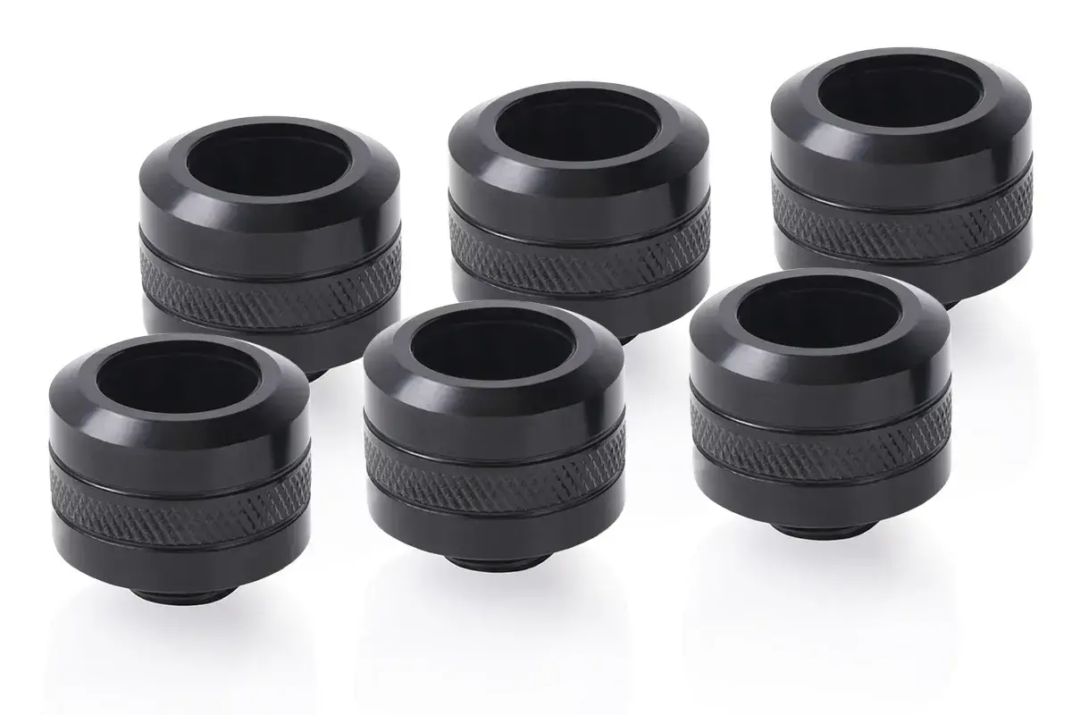 Fiting de compresie Alphacool Eiszapfen PRO 16mm HardTube Fitting G1/4 - Deep Black (6 buc.)