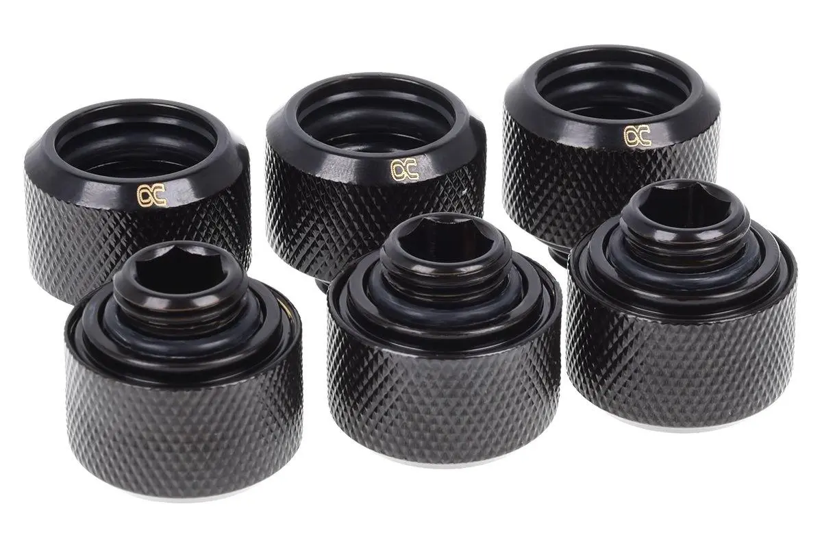 Компресионен фитинг Alphacool Eiszapfen PRO 16mm HardTube Fitting G1/4 - Deep Black (6 бр) - image 3