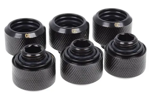 Компресионен фитинг Alphacool Eiszapfen PRO 16mm HardTube Fitting G1/4 - Deep Black (6 бр) - image 3