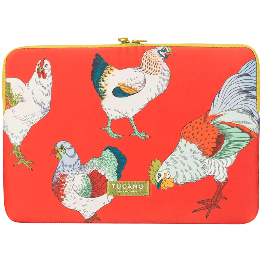 TUCANO SLEEVE SCHIZZO MacBook Air 15/ Laptop 13/ Laptop 14, FAUNA GALLINE ORANGE