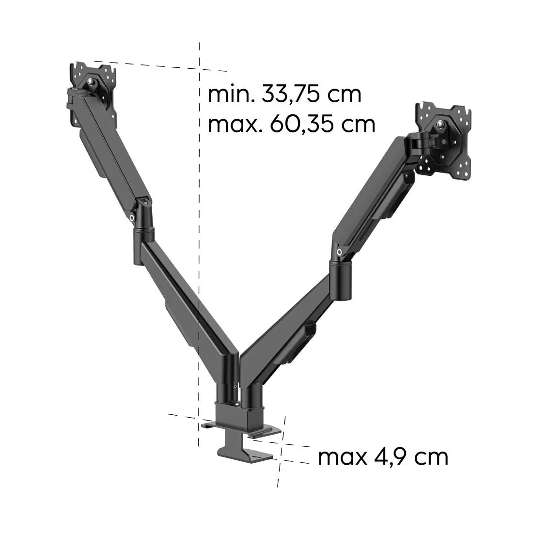 HAMA Стойка за 2 бр. монитори, 17" - 35", газова пружина, напълно мобилна, черна - image 13