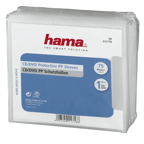 HAMA CD/DVD предпазни пликове, 75 бр, прозрачни