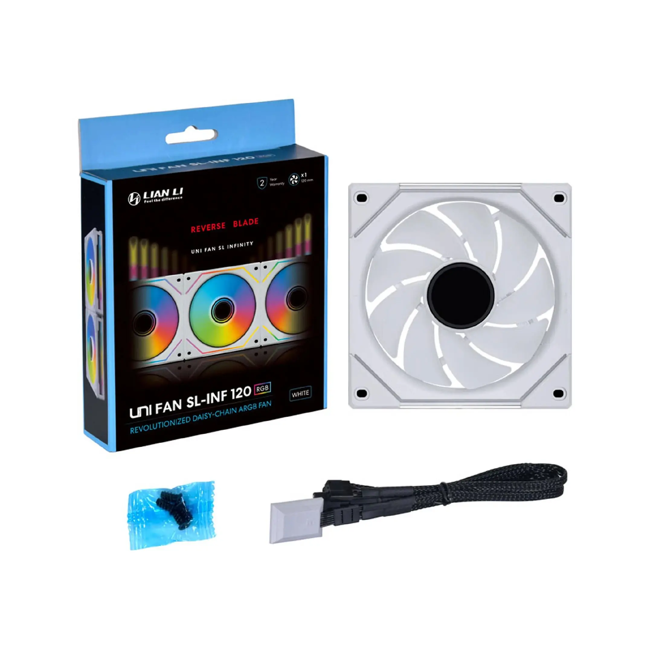Lian Li вентилатор Fan 120mm - UNI SL-INF 120 ARGB Reverse Blade PWM - White - image 6
