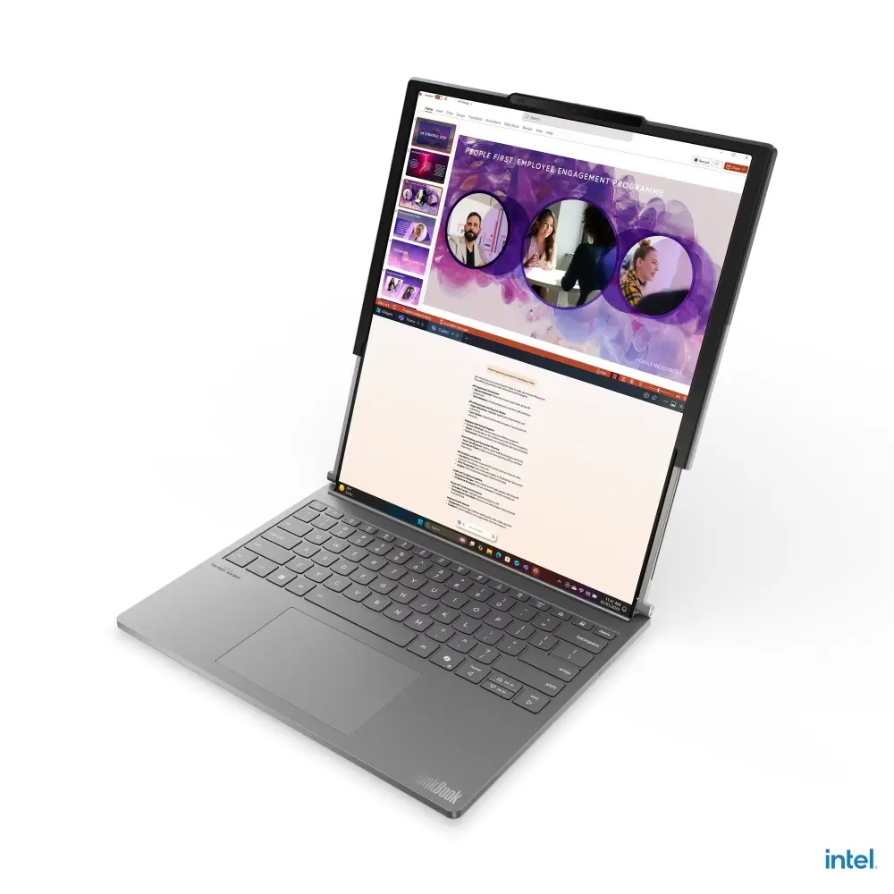 Лаптоп, Lenovo ThinkBook Plus G6 Rollable Intel Core Ultra 7 258V, 8C (up to 4.8GHz, 12MB), 32GB Soldered LPDDR5x-8533, 1TB SSD, Roll In: 14" (2000x1600) / Roll Out: 16.7" (2000x2350), POLED 400nits Glossy, Intel Arc Graphics, 5MP&IR Cam, Backlit KB English , WL