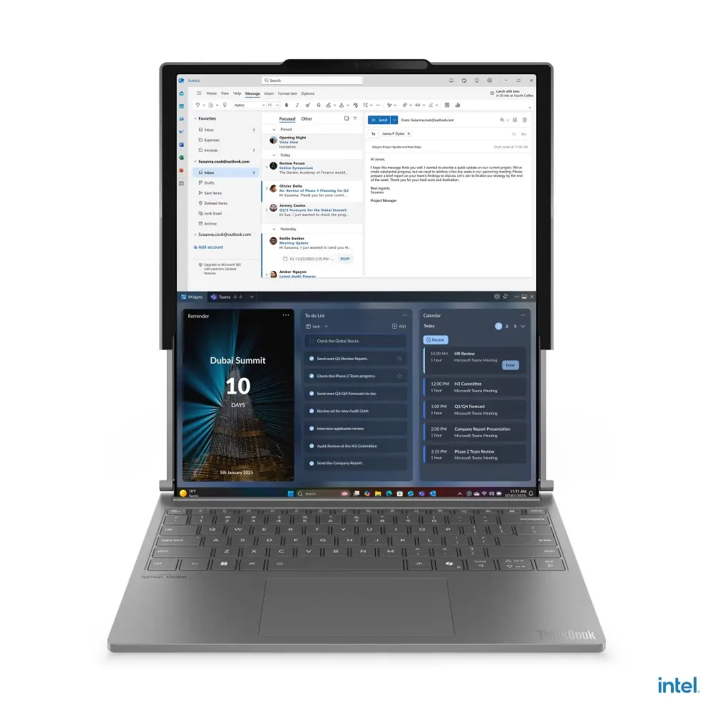 Лаптоп, Lenovo ThinkBook Plus G6 Rollable Intel Core Ultra 7 258V, 8C (up to 4.8GHz, 12MB), 32GB Soldered LPDDR5x-8533, 1TB SSD, Roll In: 14" (2000x1600) / Roll Out: 16.7" (2000x2350), POLED 400nits Glossy, Intel Arc Graphics, 5MP&IR Cam, Backlit KB English , WL - image 3