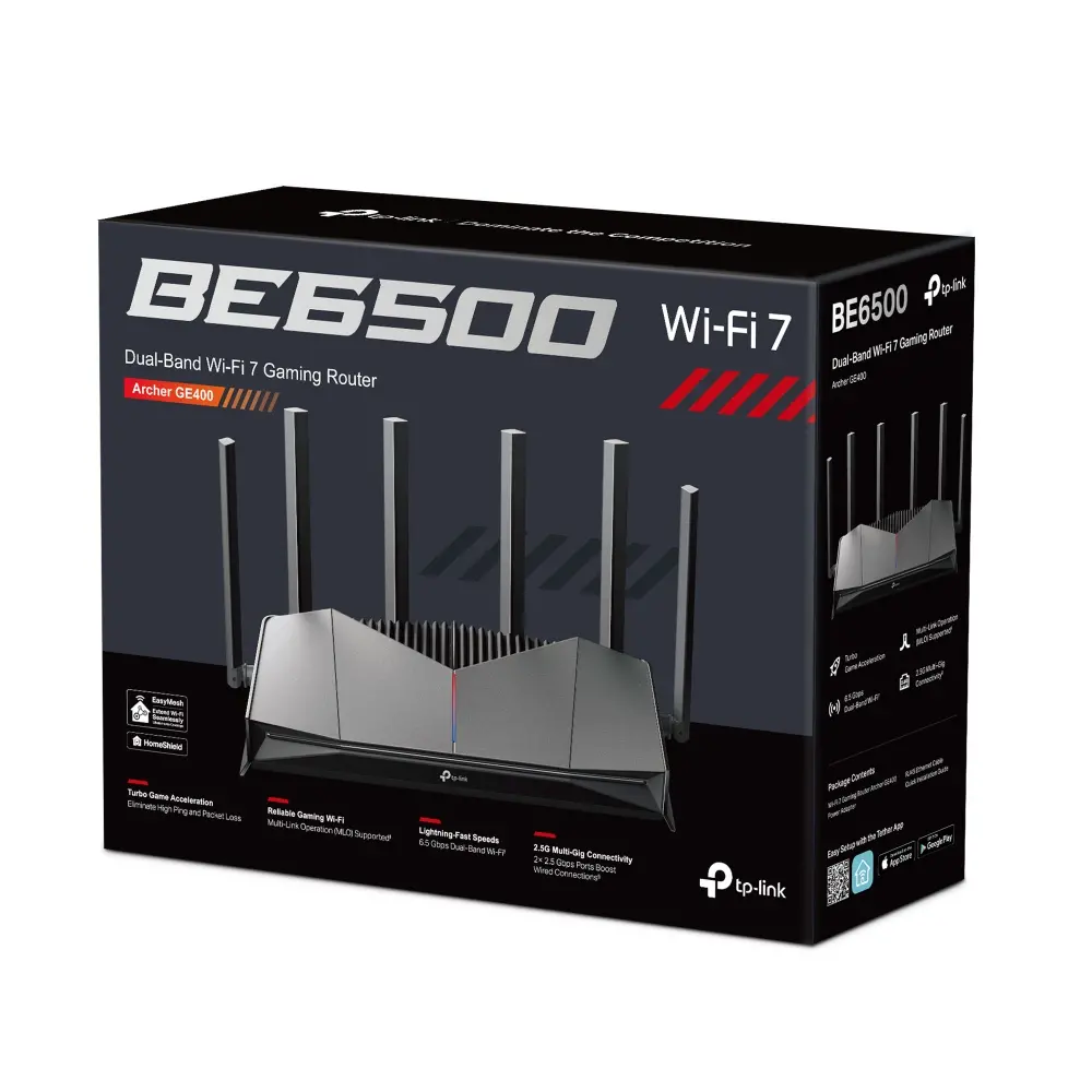 Безжичен рутер TP-Link Archer GE400,BE6500,WiFi7,2x2.5GbE,3xGbE,6x ант.,геймърск - image 9
