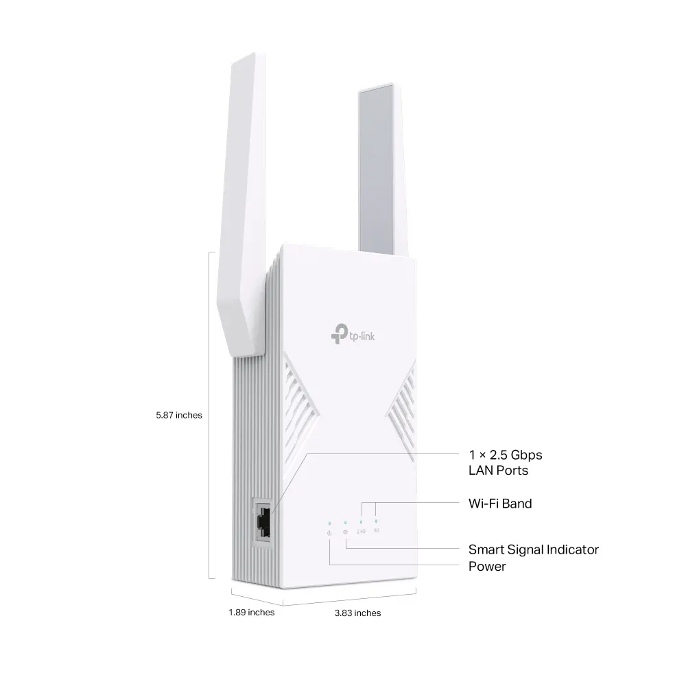 Удължител на обхват TP-LINK RE235BE, BE3600 двубандов Wi-Fi 7,1*2.5 Gbps порт - image 3