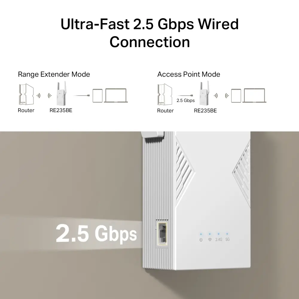 Удължител на обхват TP-LINK RE235BE, BE3600 двубандов Wi-Fi 7,1*2.5 Gbps порт - image 6