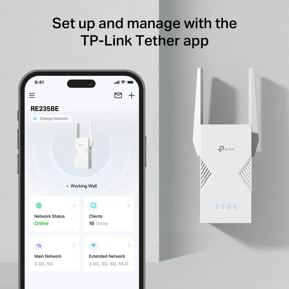 Удължител на обхват TP-LINK RE235BE, BE3600 двубандов Wi-Fi 7,1*2.5 Gbps порт - image 8